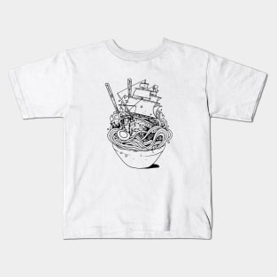 Ramen Ship (B&W) Kids T-Shirt